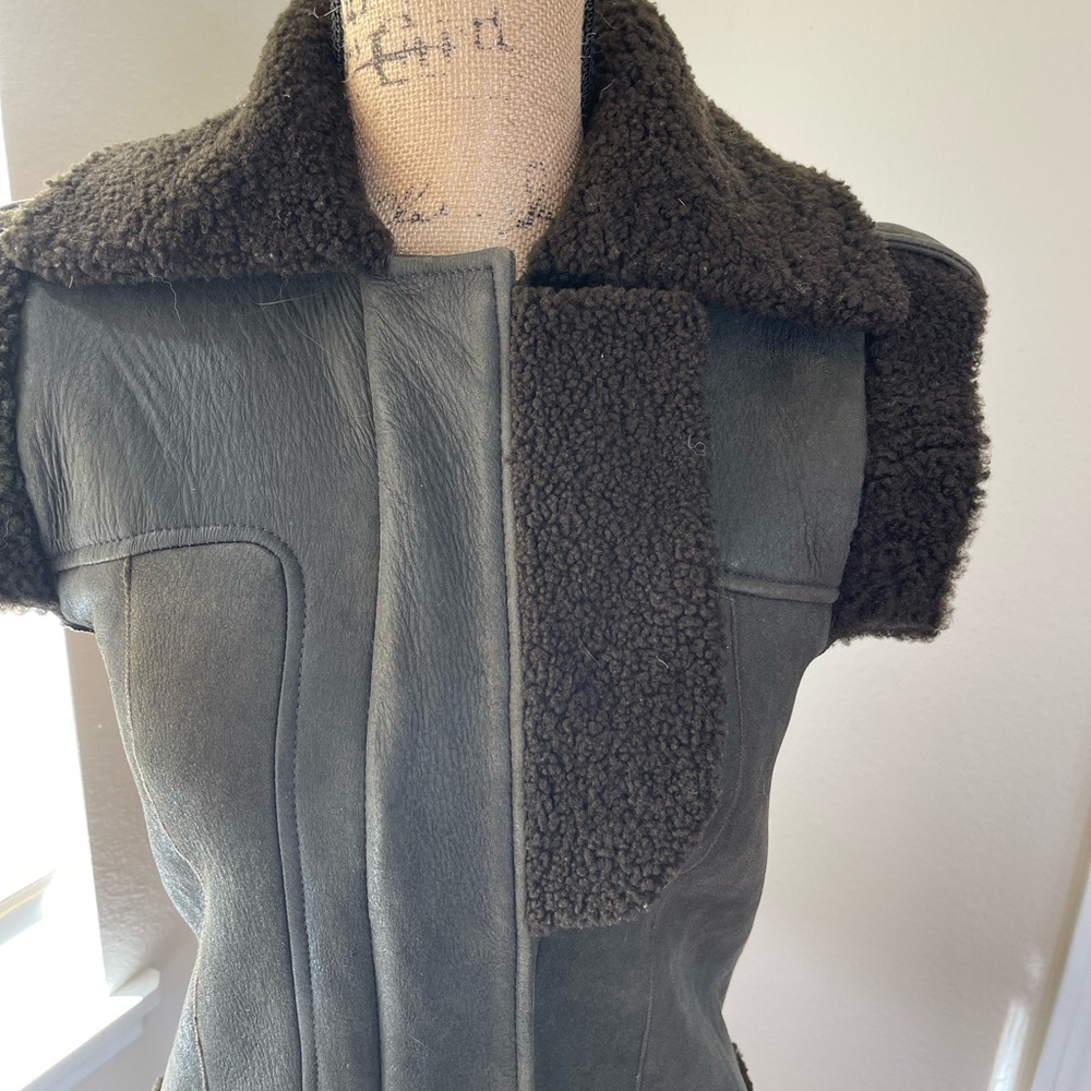 Derek Lam motorcycle biker zip-up vest. Brown. 100% Pelle Di Angelo lambskin. 4 - Picture 2 of 11